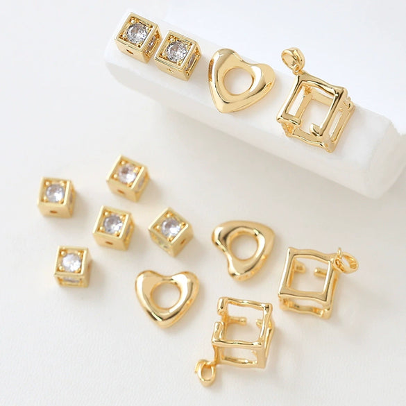 Gold Plated Zircon Bead Pendant Bracelet Diy Handmade Jewelry