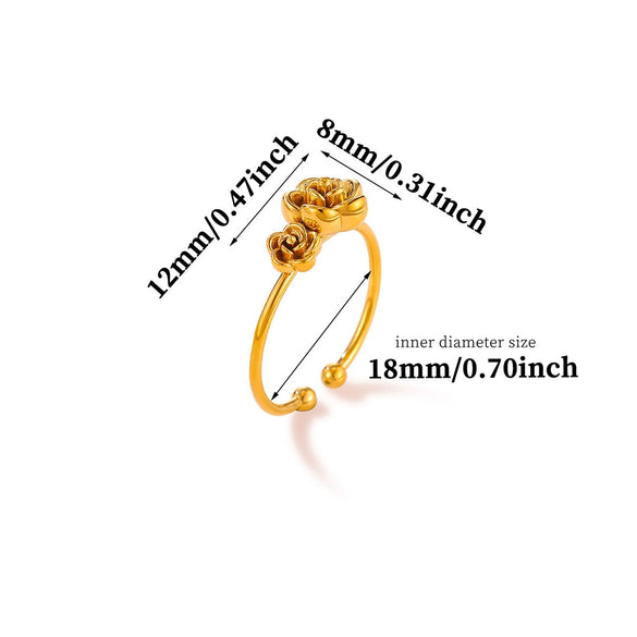 Gold Plated Zircon Butterfly And Flower Adjustable Open Ring Sweet Floral Unisex Fashion Jewelry