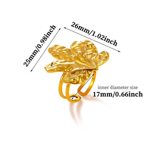 Gold Plated Zircon Butterfly And Flower Adjustable Open Ring Sweet Floral Unisex Fashion Jewelry