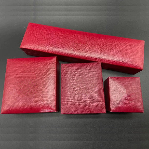Gold Red Jewelry Box With Right Angle Grid Pattern Leatherfilled Paper And Plastic Box Embryo For Jewelry Packaging And Storage High Protective High Flexibility