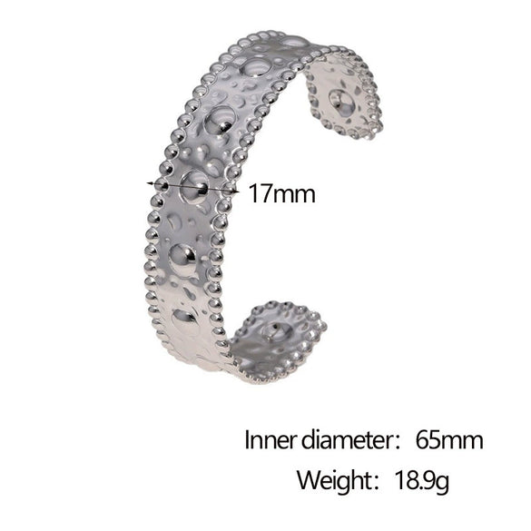 Gold Tone Electroplated Stainless Steel Adjustable Open Bracelet With Simple Geometric Design And Fade Resistant Finish