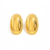 Gold Tone Electroplated Stainless Steel Oval Stud Earrings With Geometric Dotted Edge Retro Statement Design For Women