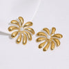 Gold Tone Electroplated Stainless Steel Round Pearl Earrings For Women Minimalist High End Style