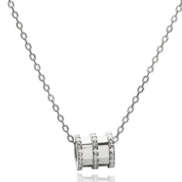 Gold Tone Electroplated Sterling Silver Necklace With Rhombus Pendant And Bead Chain For Women