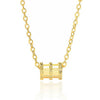 Gold Tone Electroplated Sterling Silver Necklace With Rhombus Pendant And Bead Chain For Women