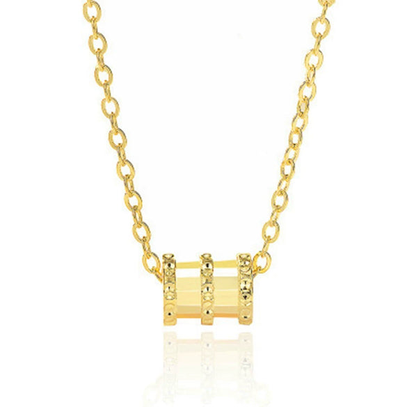 Gold Tone Electroplated Sterling Silver Necklace With Rhombus Pendant And Bead Chain For Women