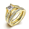 Gold Tone Geometric Electroplated Metal Ring Set Two Piece Unisex Minimalist Jewelry Accessories Wholesale