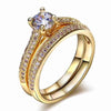 Gold Tone Geometric Electroplated Metal Ring Set Two Piece Unisex Minimalist Jewelry Accessories Wholesale