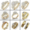 Gold Tone Geometric Electroplated Metal Ring Set Two Piece Unisex Minimalist Jewelry Accessories Wholesale