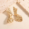 Gold Tone Geometric Statement Stud Earrings For Women Electroplated Iron Jewelry With Stainless Steel Ear Needles