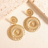 Gold Tone Geometric Statement Stud Earrings For Women Electroplated Iron Jewelry With Stainless Steel Ear Needles
