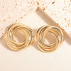 Gold Tone Geometric Statement Stud Earrings For Women Electroplated Iron Jewelry With Stainless Steel Ear Needles