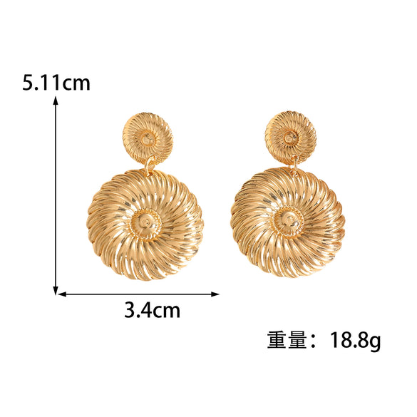 Gold Tone Geometric Statement Stud Earrings For Women Electroplated Iron Jewelry With Stainless Steel Ear Needles