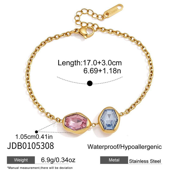 Gold Tone Plated Stainless Steel Geometric Layered Bracelet For Women Hypoallergenic Fashion Jewelry