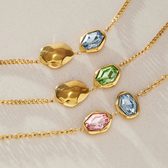 Gold Tone Plated Stainless Steel Geometric Layered Bracelet For Women Hypoallergenic Fashion Jewelry