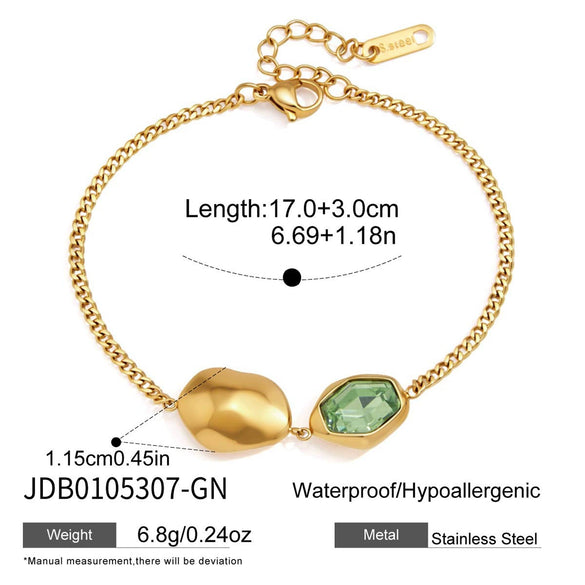 Gold Tone Plated Stainless Steel Geometric Layered Bracelet For Women Hypoallergenic Fashion Jewelry
