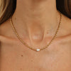 Gold Tone Plated Stainless Steel Rice Grain Beaded Necklace With Irregular Geometric Imitation Pearl Pendant For Women