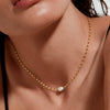 Gold Tone Plated Stainless Steel Rice Grain Beaded Necklace With Irregular Geometric Imitation Pearl Pendant For Women
