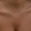 Gold Tone Stainless Steel Geometric Punk Necklace With Square Zircon Pendant Layered Chain Design And Vacuum Electroplated Finish