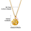 Gold Tone Stainless Steel Ocean Animal Pendant Necklace With Seahorse Conch Starfish And Faux Pearl On An Adjustable Olink Chain