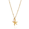 Gold Tone Stainless Steel Ocean Animal Pendant Necklace With Seahorse Conch Starfish And Faux Pearl On An Adjustable Olink Chain