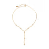 Gold Tone Stainless Steel Wave Tassel Necklace With Zircon Embellishment And Geometric Y Shaped Pendant For Women