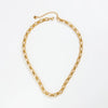 Gold Tone Vacuum Electroplated Stainless Steel Chain Necklace With Geometric Clasp Minimalist Punk Style