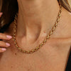 Gold Tone Vacuum Electroplated Stainless Steel Chain Necklace With Geometric Clasp Minimalist Punk Style