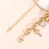 Gold Tone Zinc Alloy Key Lock And Heart Bracelet With Diamond Detail Electroplated Light Luxury Jewelry For Women And Men