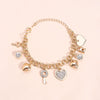 Gold Tone Zinc Alloy Key Lock And Heart Bracelet With Diamond Detail Electroplated Light Luxury Jewelry For Women And Men