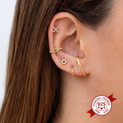 Golden Retro Circle Fashion Round Micro-inlaid Zircon Earrings