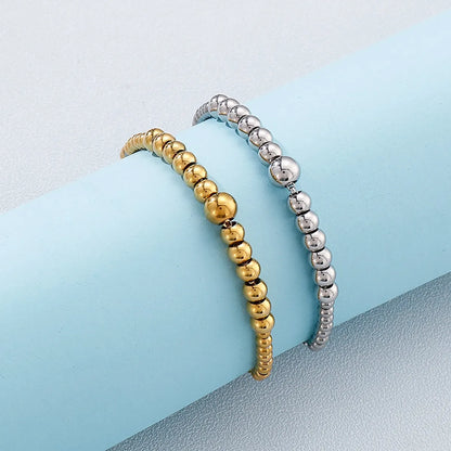 Golden Round Beaded Stainless Steel Adjustable Bracelet Wholesale Gooddiy