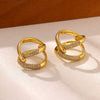 Goldplated Brass Geometric Ring With Synthetic Zircon Accents Twotone Twisted Open Band Adjustable Minimalist Jewelry For Women And Men