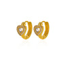 Goldplated Copper Heartshaped Zircon Earrings With Hollow Doubleheart Design Minimalist Clipon Women's Jewelry