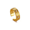 Goldplated Copper Zircon Geometric Wide Stripe Open Ring Exaggerated Minimalist Unisex Statement Jewelry