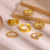 Goldplated Copper Zircon Geometric Wide Stripe Open Ring Exaggerated Minimalist Unisex Statement Jewelry