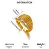 Goldplated Copper Zircon Geometric Wide Stripe Open Ring Exaggerated Minimalist Unisex Statement Jewelry