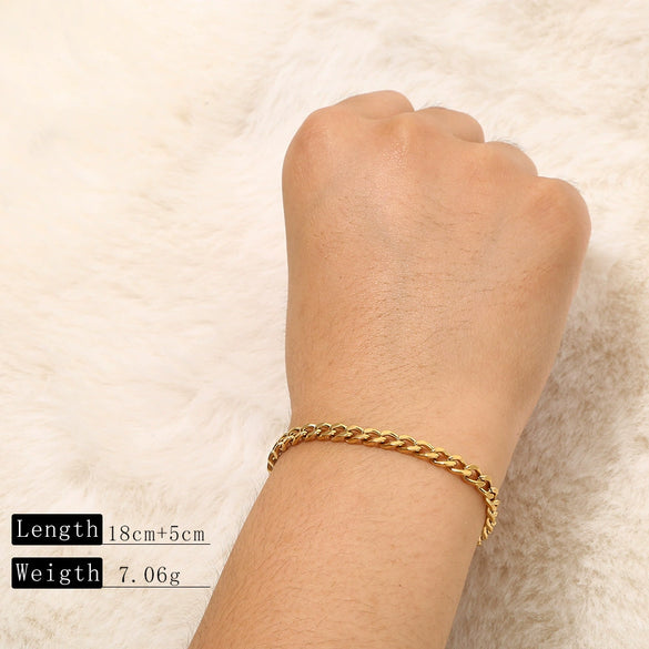 Goldplated Handmade Diy Trendy Bracelets With Snake Bone Chains Cuban Chains Bead Chains In Stainless Steel And Geometric Shape