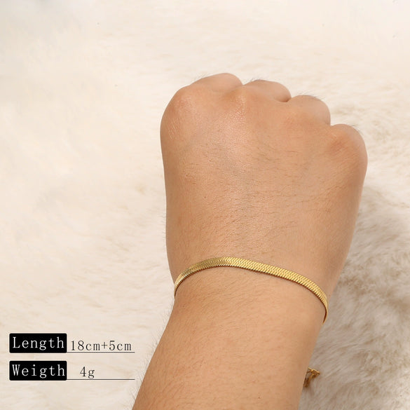 Goldplated Handmade Diy Trendy Bracelets With Snake Bone Chains Cuban Chains Bead Chains In Stainless Steel And Geometric Shape