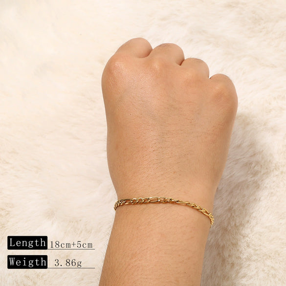 Goldplated Handmade Diy Trendy Bracelets With Snake Bone Chains Cuban Chains Bead Chains In Stainless Steel And Geometric Shape
