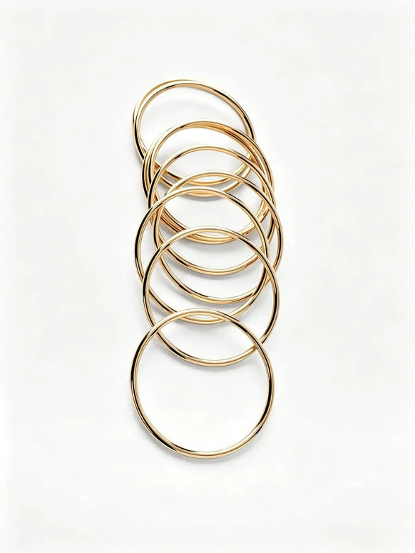 Goldplated Iron Geometric Circle Stackable Bracelet Set Slim Smooth Fashion Jewelry Accessories Wholesale