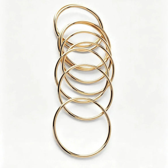 Goldplated Iron Geometric Circle Stackable Bracelet Set Slim Smooth Fashion Jewelry Accessories Wholesale
