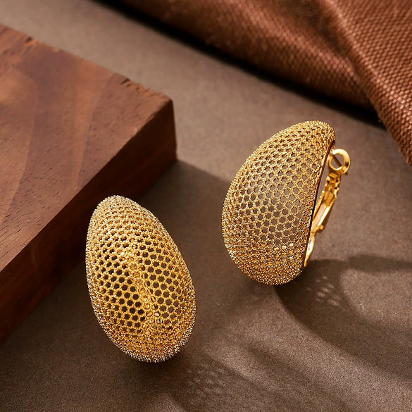 Goldplated Metal Dropshaped Geometric Ear Cuff Earrings For Women Personalized Minimalist Fashion Jewelry