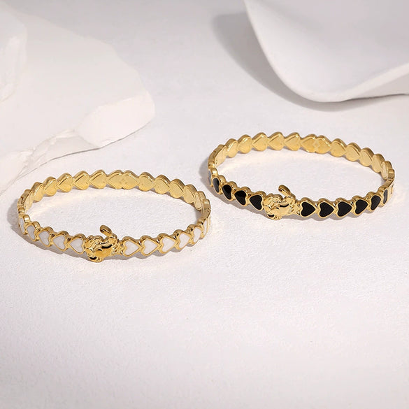 Goldplated Stainless Steel Bracelet With Heart And Crab Designs Dripeffect Finish And Colorfast Plated Craftsmanship