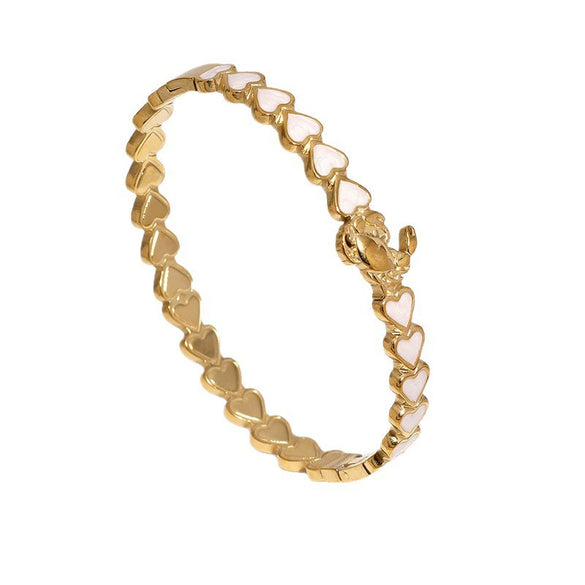 Goldplated Stainless Steel Bracelet With Heart And Crab Designs Dripeffect Finish And Colorfast Plated Craftsmanship
