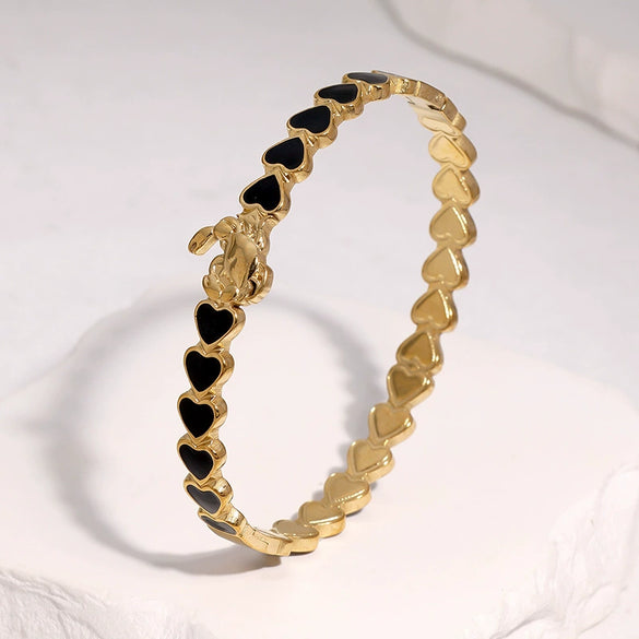 Goldplated Stainless Steel Bracelet With Heart And Crab Designs Dripeffect Finish And Colorfast Plated Craftsmanship