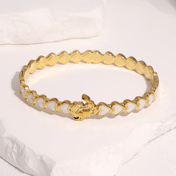 Goldplated Stainless Steel Bracelet With Heart And Crab Designs Dripeffect Finish And Colorfast Plated Craftsmanship