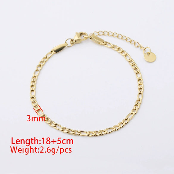 Goldplated Stainless Steel Geometric Cuban Anklet And Bracelet Hand Jewelry For Unisex With Ins Cold Style