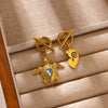 Goldplated Stainless Steel Oceaninspired Turtle Pendant Earrings And Geometric Animal Jewelry Set For Women