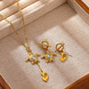 Goldplated Stainless Steel Oceaninspired Turtle Pendant Earrings And Geometric Animal Jewelry Set For Women